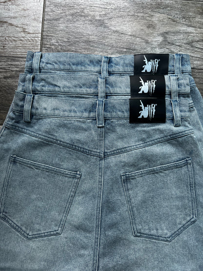 TRUST NO ONE JEAN SHORTS [PRE-MADE]